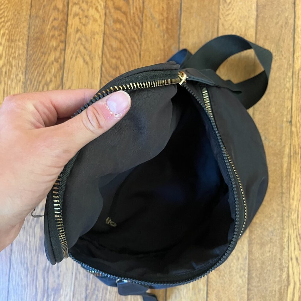 Black Nylon Belt Bag with Gold Detailing - Picture 3 of 5